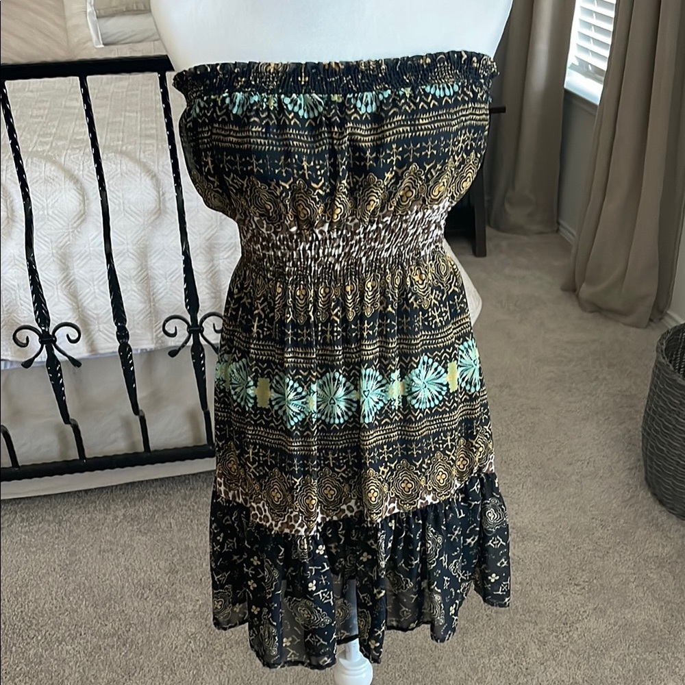 Black and Gold Strapless Dress
